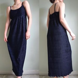 vintage 90s babydoll navy blue textured full length / maxi gown from afterdark